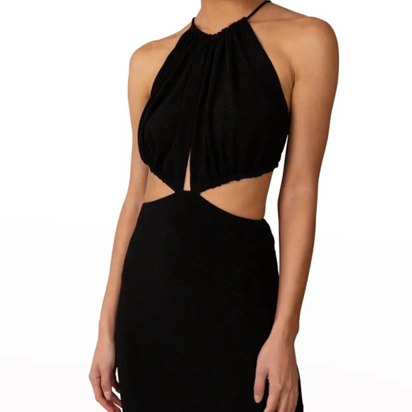 Misha Collection Black Angel Cut-Out Midi Halter Dress - Picture 2 of 10